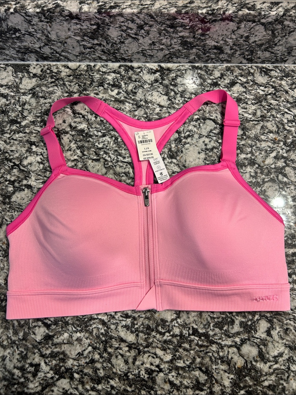 NWT VS Pink Front-Zip Sports Bra